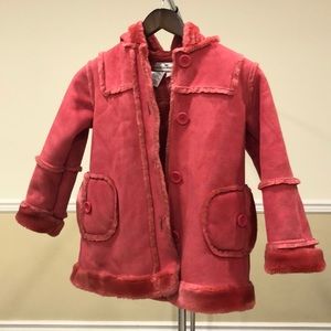 Girls Reversible Hot Pink Faux Fur/ Suede Coat